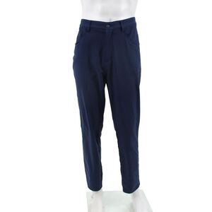 FJ Mens Casual Pants Blue Button Polyester Size 36